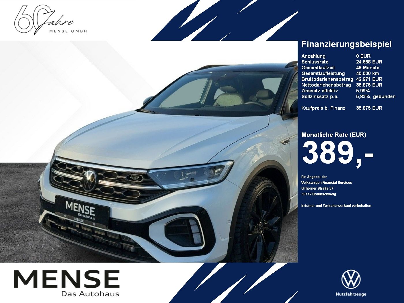 Fahrzeug autohaus mense Fahrzeugabbildung Volkswagen T-Roc 1.5 TSI DSG R-Line AHK BlackStyle Winterre