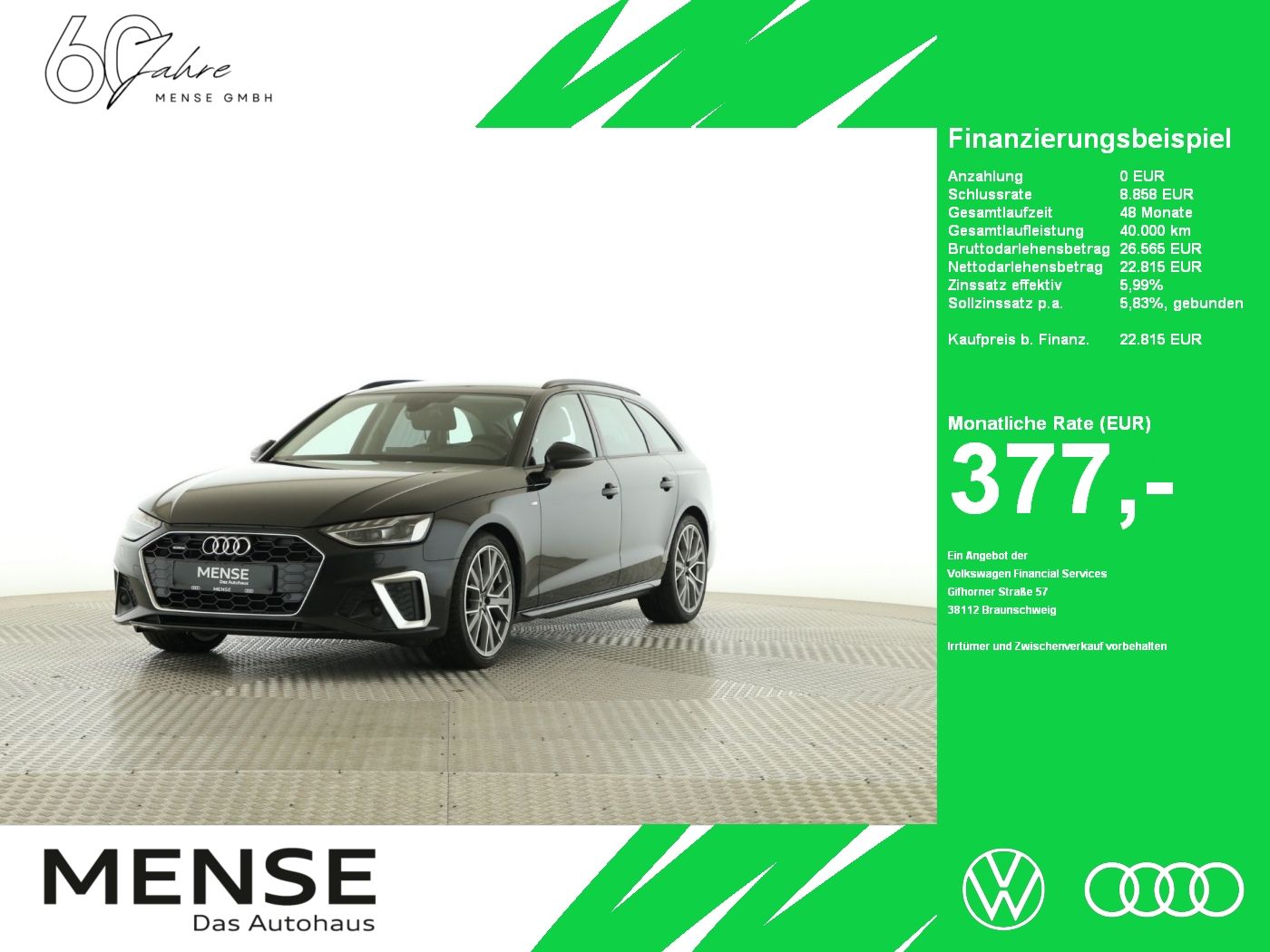 Fahrzeuge PKW autohaus mense Audi A4 Avant 40 TDI quattro S tronic S-Line Matrix