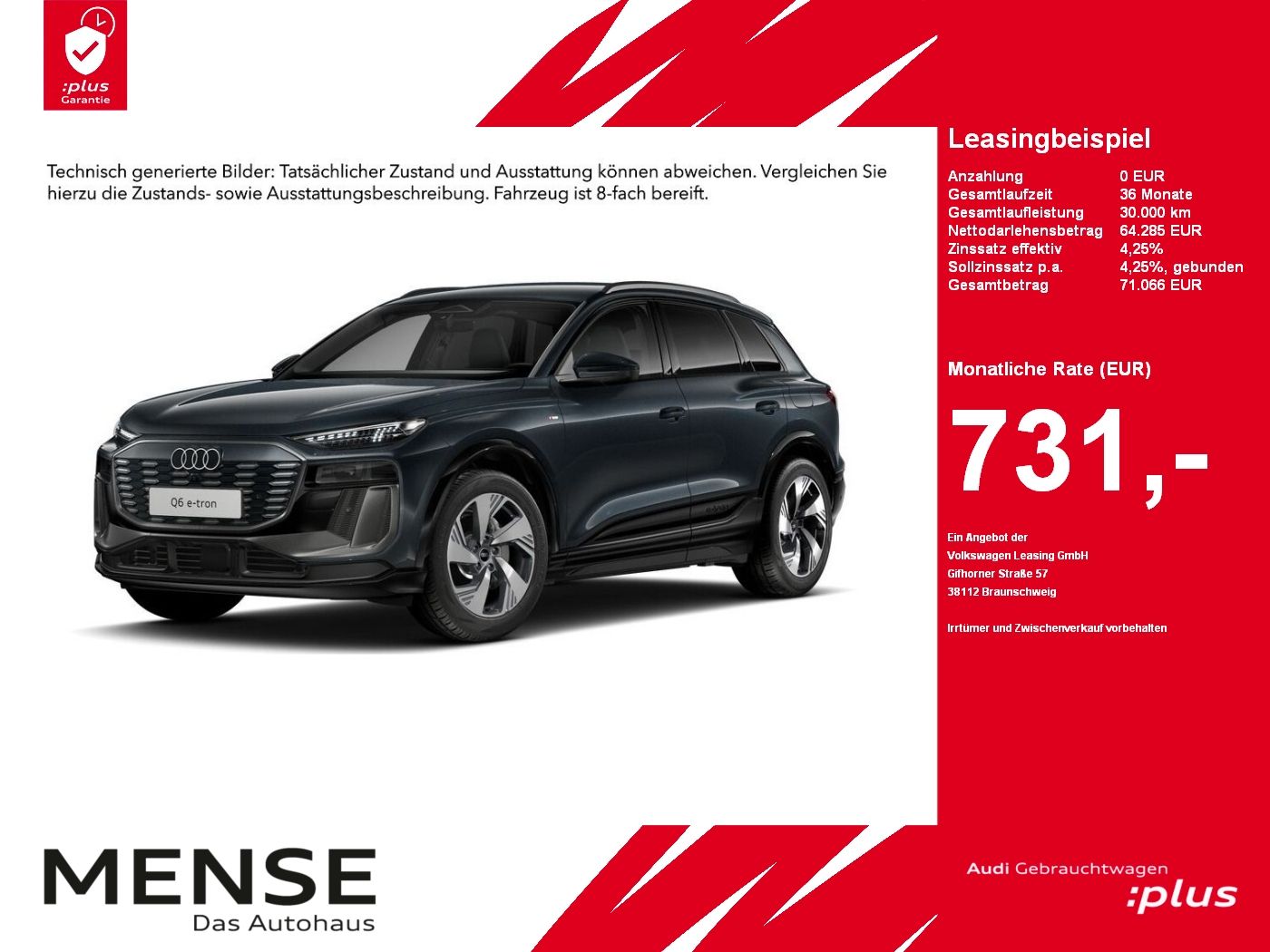Fahrzeuge PKW autohaus mense Audi Q6 e-tron performance S line B&O|AHK|HUD