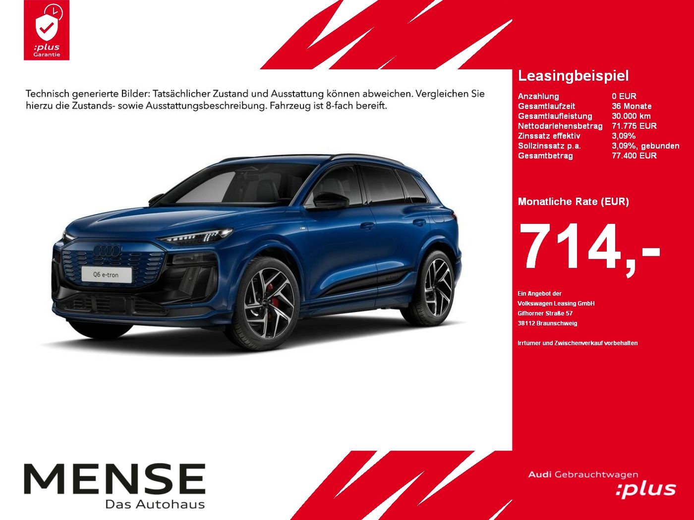 Fahrzeuge PKW autohaus mense Audi Q6 performance 225 kW edition one blue B&O|AHK