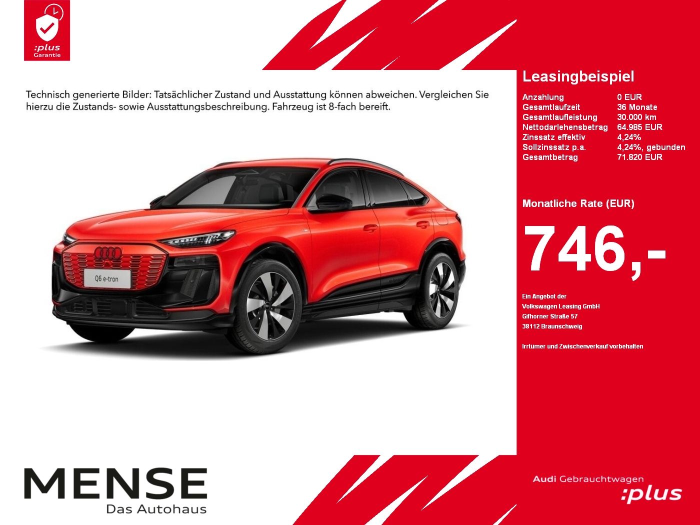Fahrzeuge PKW autohaus mense Audi Q6 Sportback e-tron S line B&O|AHK|HUD|LM