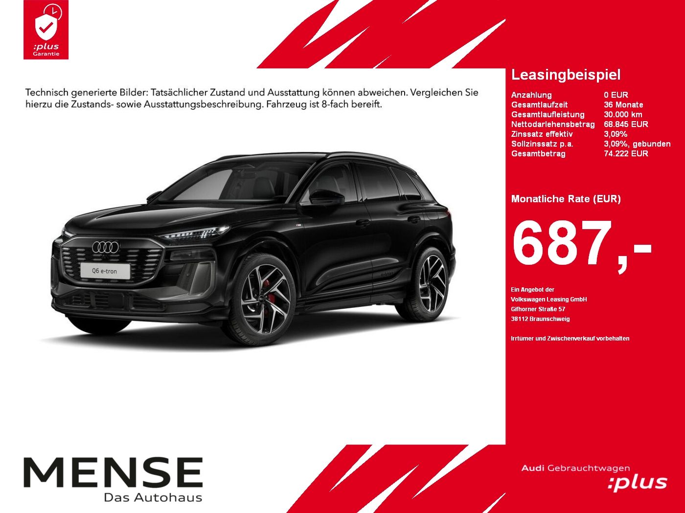 Fahrzeugabbildung Audi Q6 e-tron performance 225 kW S-Line AHK|HUD|Luft