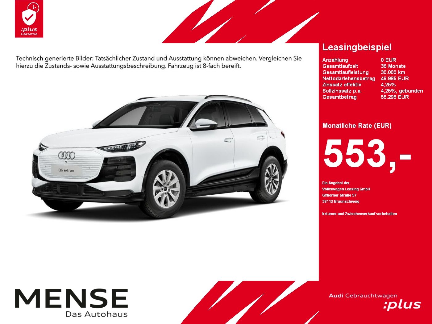Fahrzeugabbildung Audi Q6 e-tron Tech Standhzg|LM