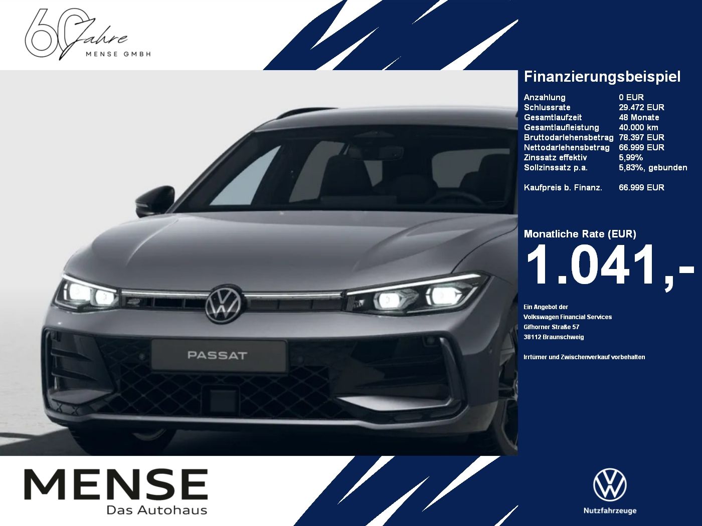 Fahrzeuge PKW autohaus mense Volkswagen Passat TDI R-Line AHK BlackStyle Nav HUD 360° AS