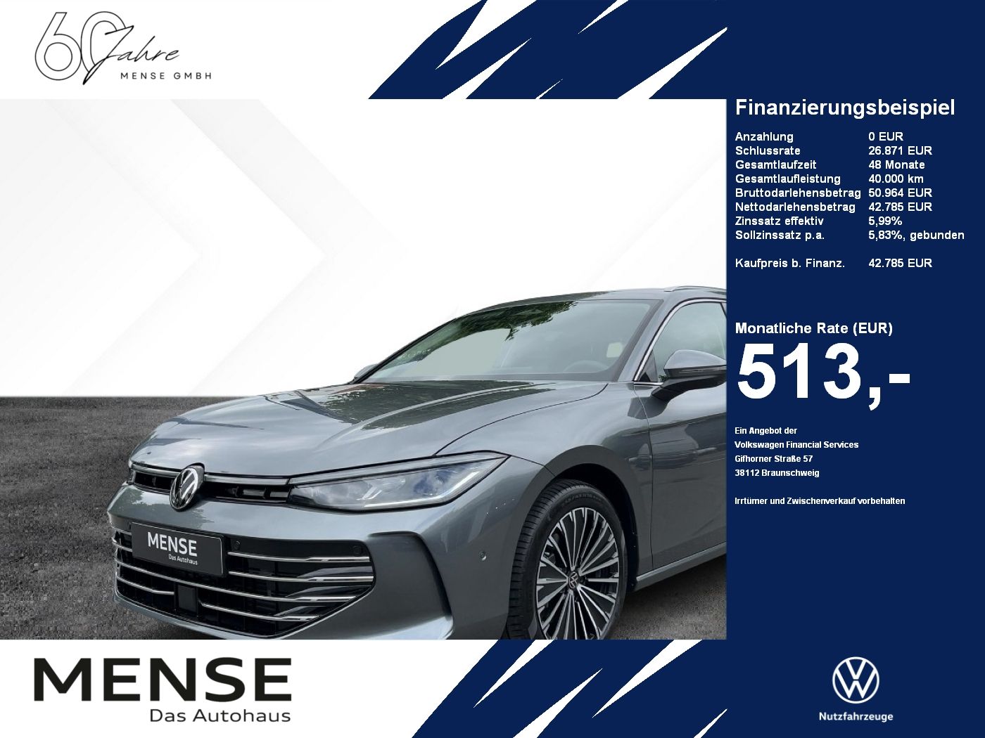 Fahrzeugabbildung Volkswagen Passat TDI DSG Elegance AHK Navi HUD Pano 360°