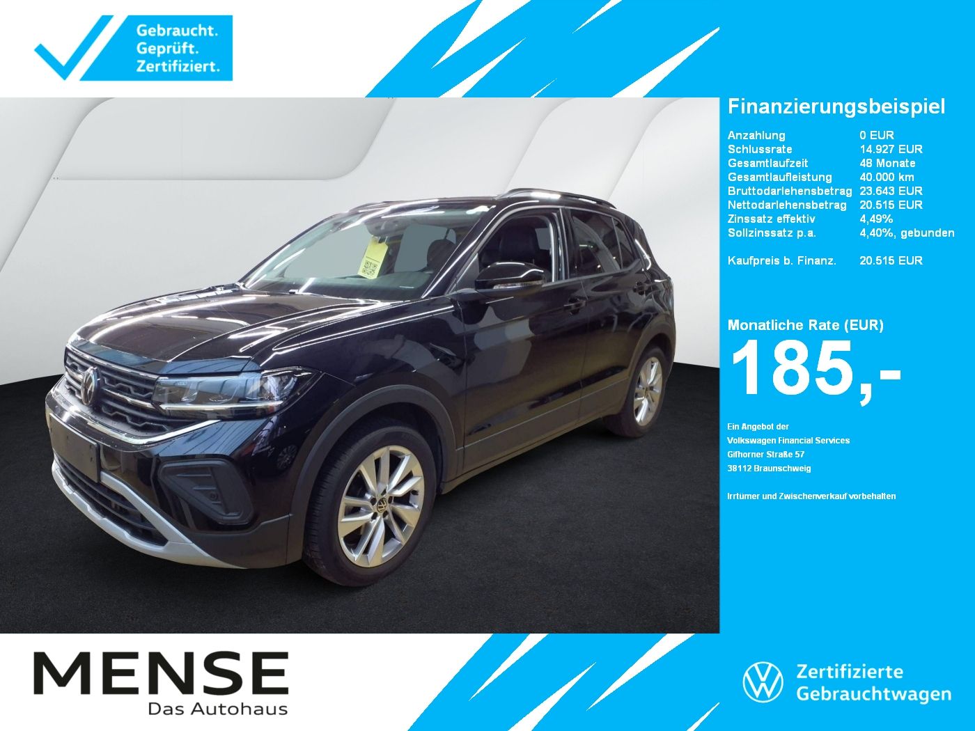 Fahrzeuge PKW autohaus mense Volkswagen T-Cross 1.0TSI Life Goal CarPlay|ACC|LED|Navi|LM