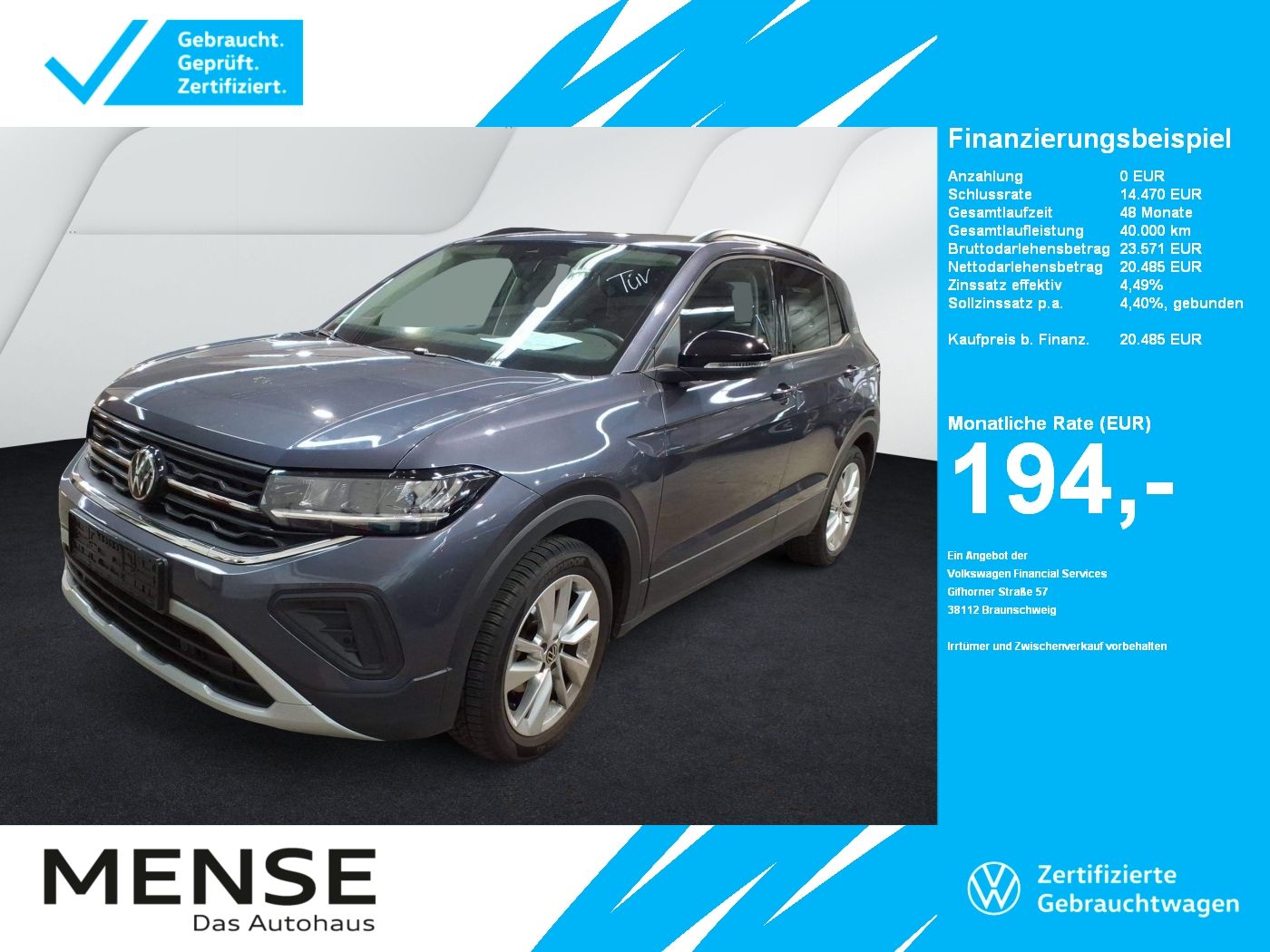 Fahrzeuge PKW autohaus mense Volkswagen T-Cross 1.0 TSI Life Goal CarPlay|ACC|LED|Navi