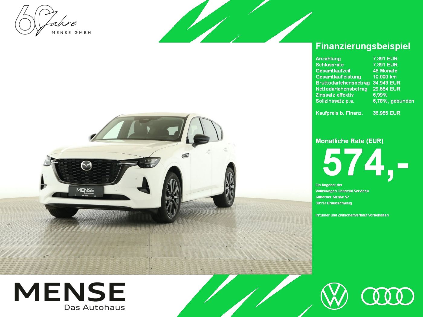 Fahrzeuge PKW autohaus mense Mazda CX-60 2.5 e-SKYACTIV-PHEV Homura Bose|HUD|Pano