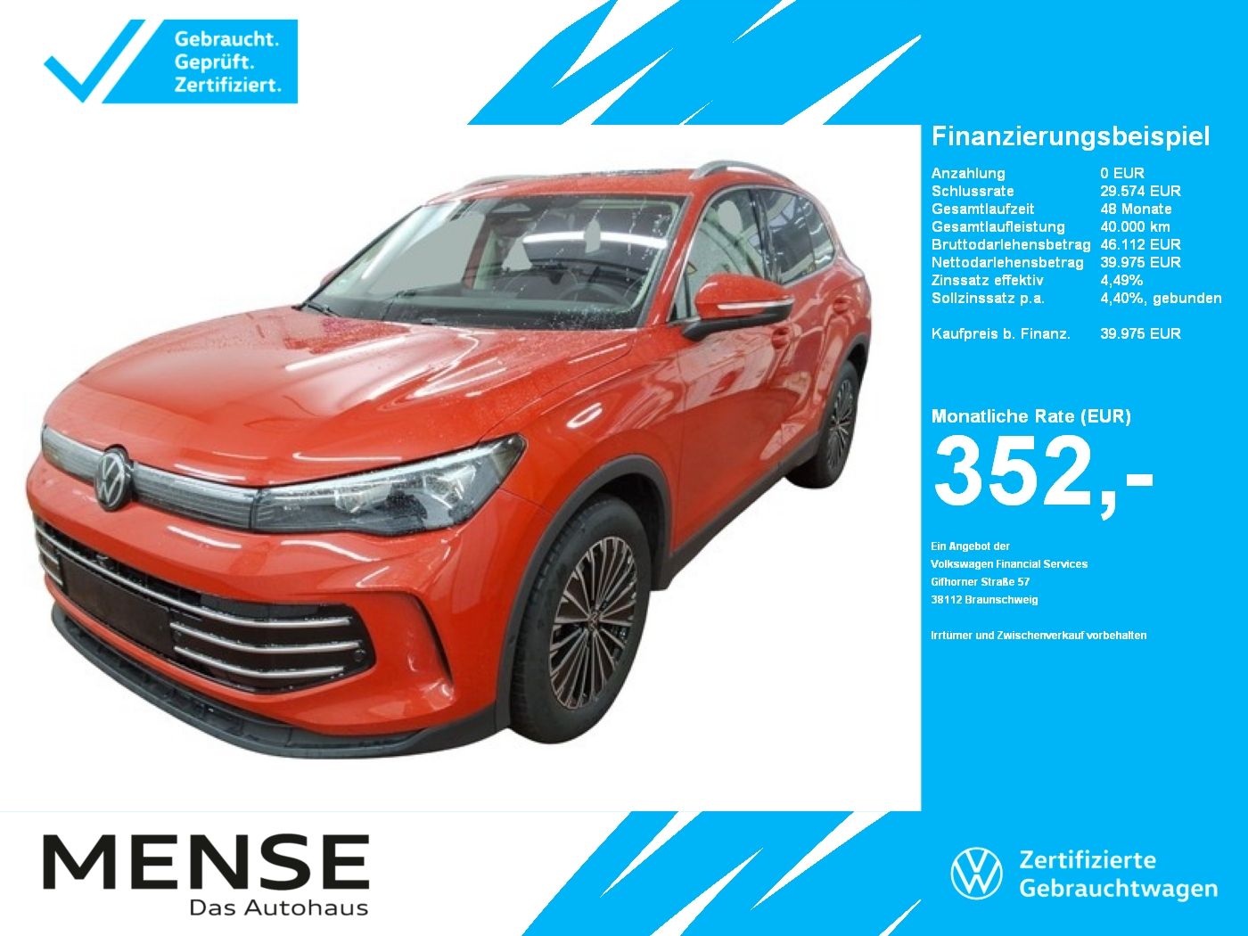 Fahrzeuge PKW autohaus mense Volkswagen Tiguan 2.0TDI DSG Elegance CarPlay|AHK|Pano|SD