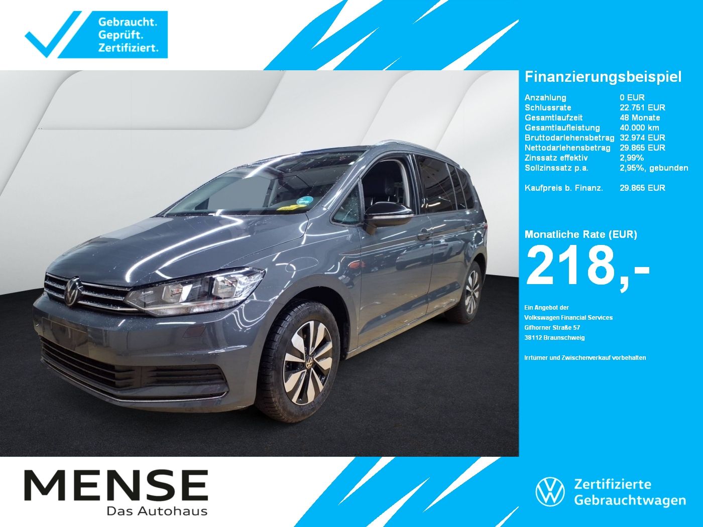 Fahrzeuge PKW autohaus mense Volkswagen Touran 1.5TSI Comfortline Goal 7-Sitzer CarPlay