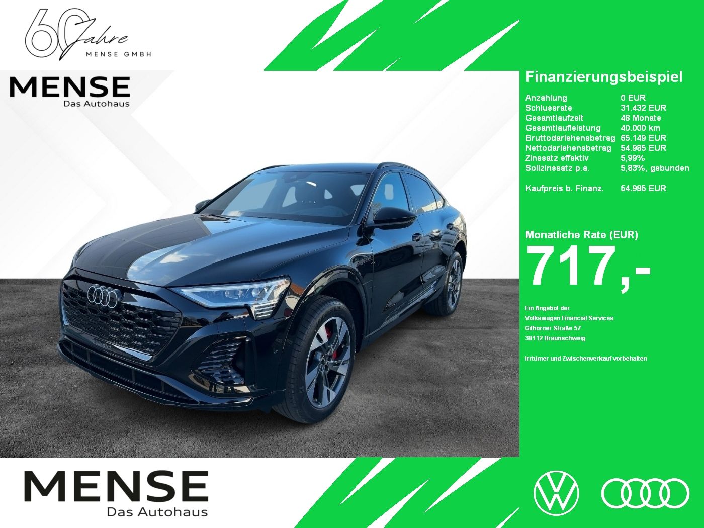 Fahrzeugabbildung Audi Q8 e-tron Sportback 50 quattro S line AKTION/UPE