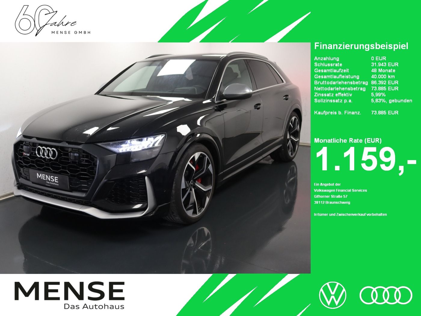 Fahrzeuge PKW autohaus mense Audi RS Q8 4.0 TFSI Quattro tiptronic Matrix|B&O|CarP