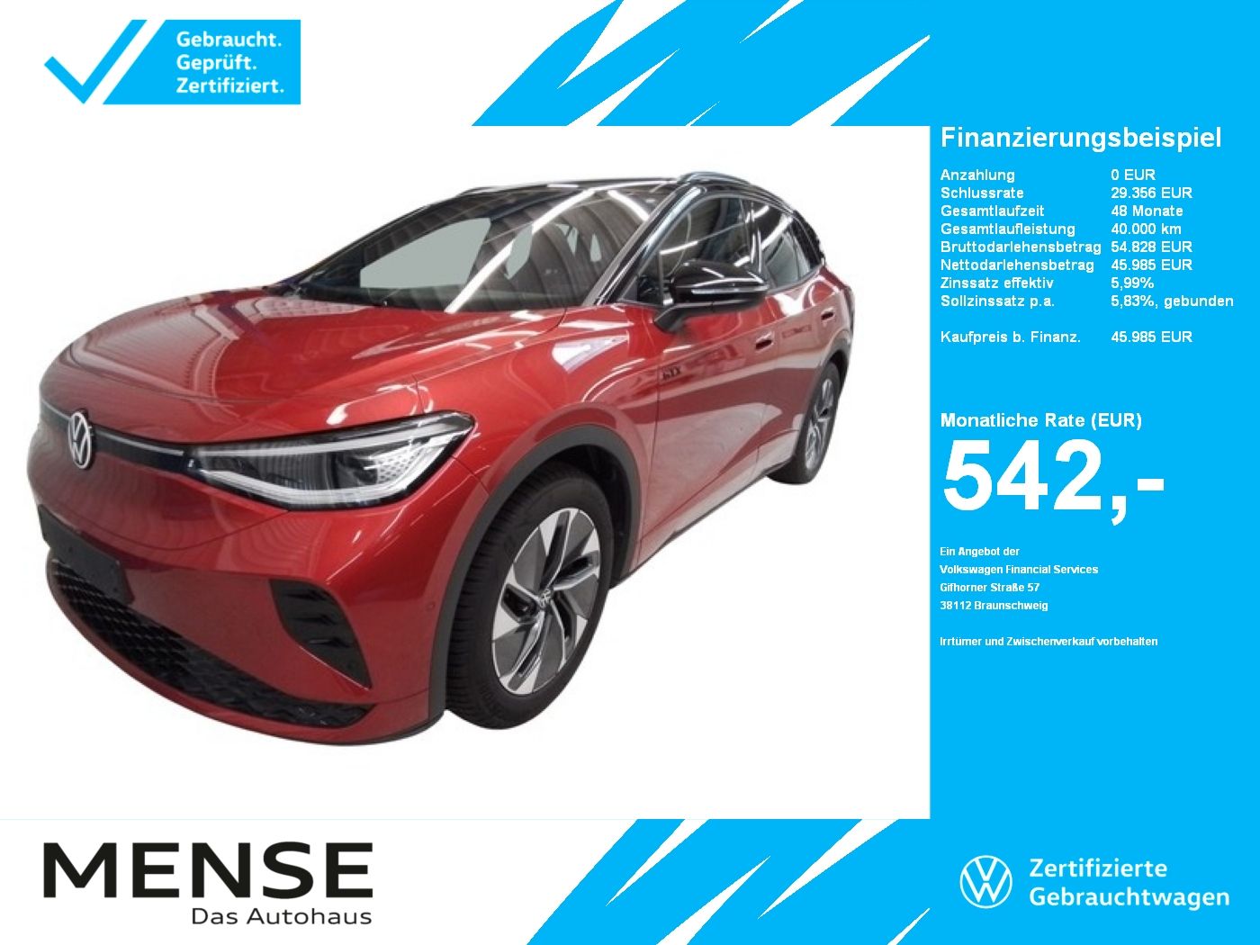 Fahrzeuge PKW autohaus mense Volkswagen ID.4 GTX 4 Motion IQ.Light|Matrix|CarPlay|h/k|SD