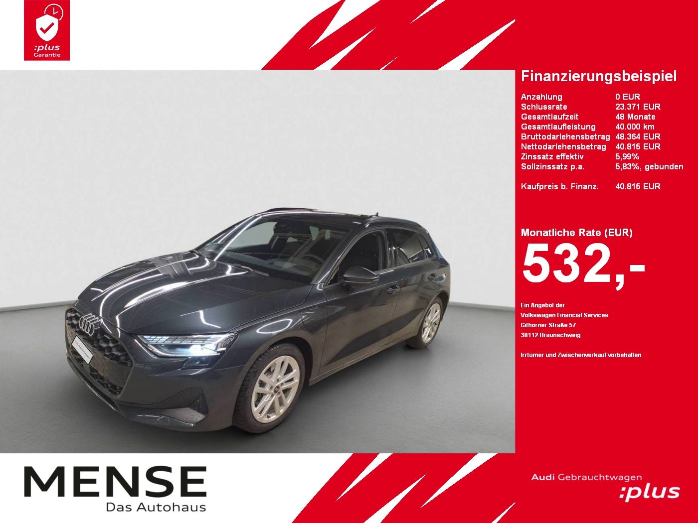 Fahrzeuge PKW autohaus mense Audi A3 Sportback 40 TFSI e S tronic Sonos|HUD|ACC|LM