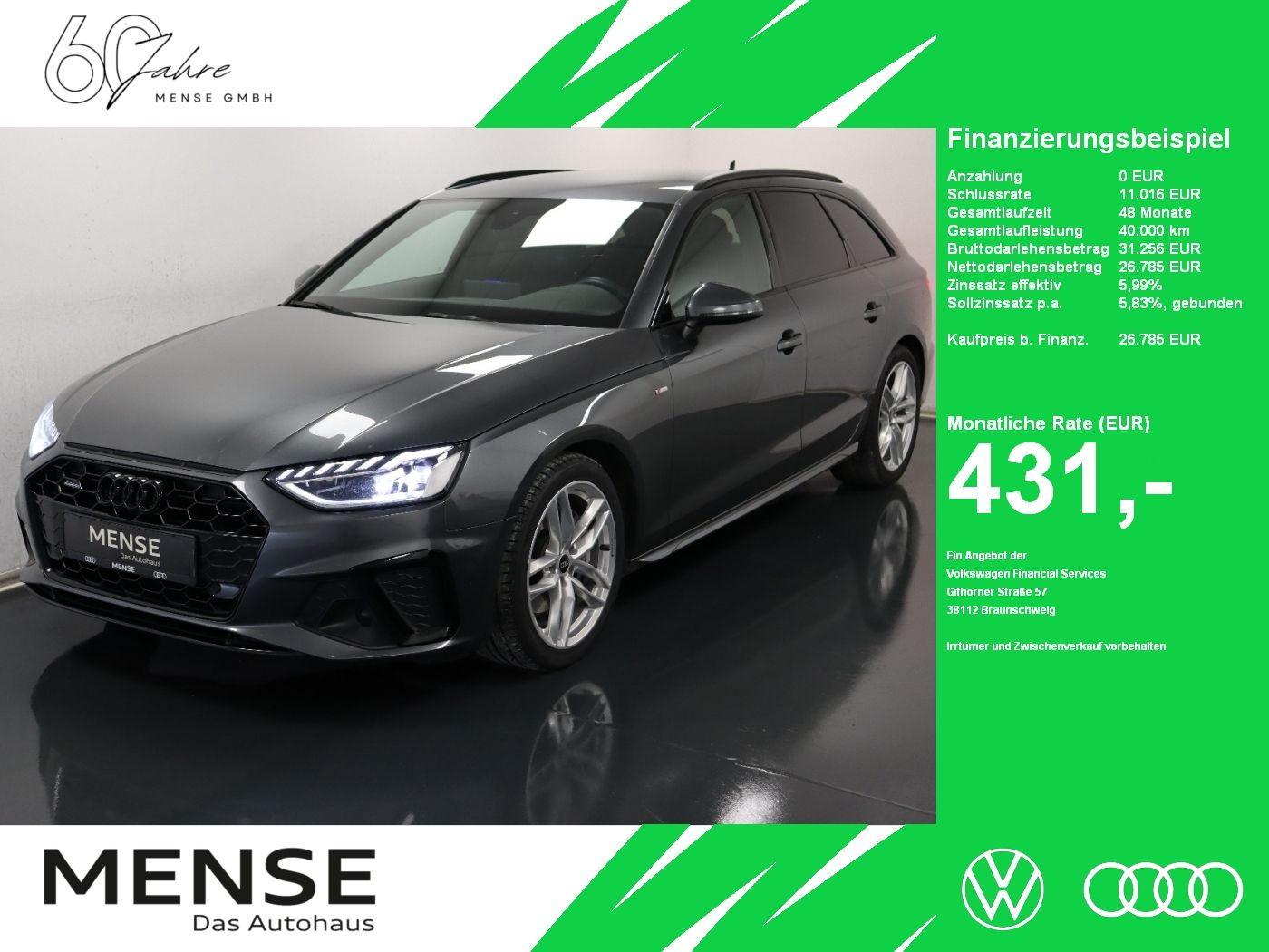 Fahrzeuge PKW autohaus mense Audi A4 Avant 40 TDI quattro S tronic S line