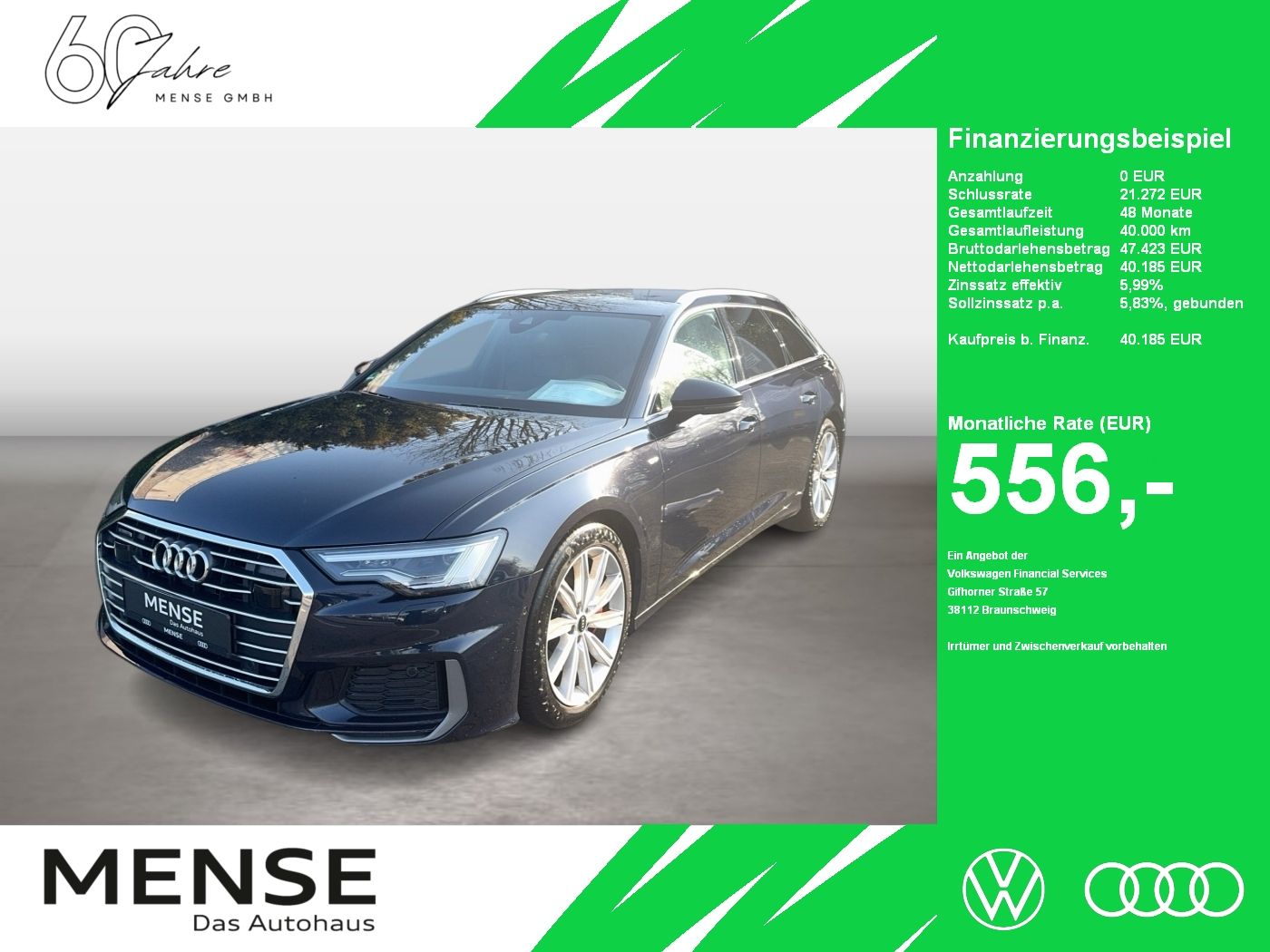 Fahrzeuge PKW autohaus mense Audi A6 Avant 55 TFSIe quattro S tronic S line Matrix