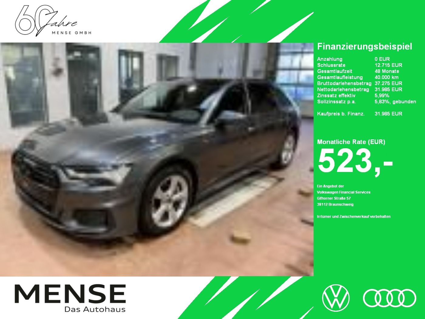 Fahrzeuge PKW autohaus mense Audi A6 Avant 50 TFSIe Quattro S tronic S line Matrix