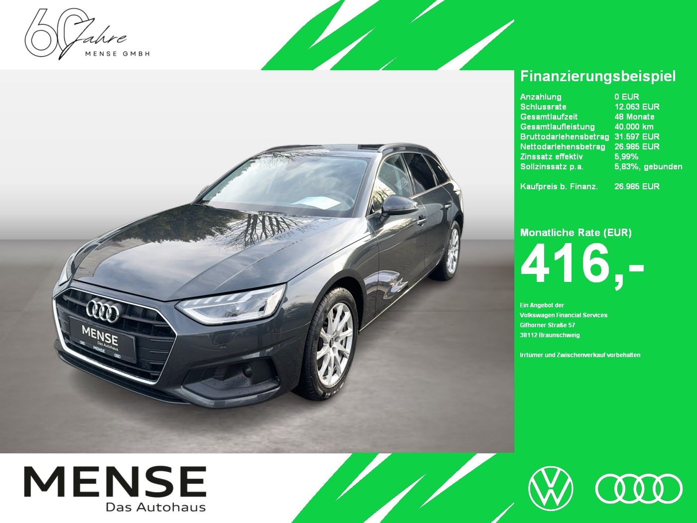 Fahrzeuge PKW autohaus mense Audi A4 Avant 40 TDI S tronic Advanced Matrix|AHK|LED