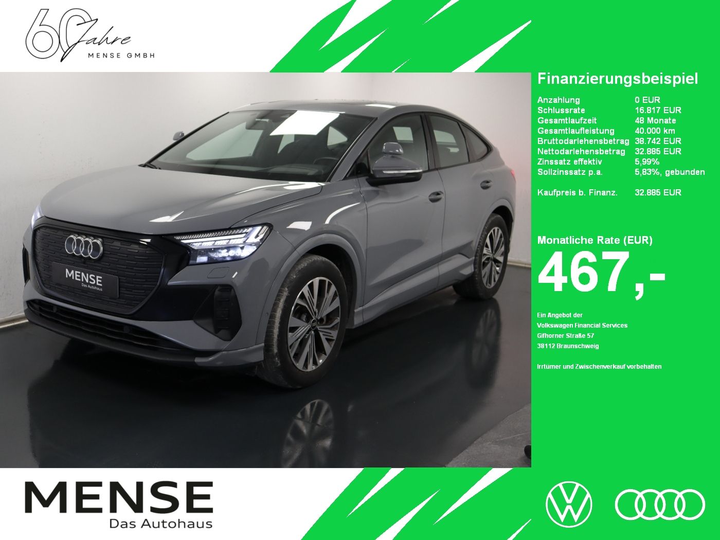 Fahrzeuge PKW autohaus mense Audi Q4 Sportback e-tron 40 Matrix|CarPlay|AHK