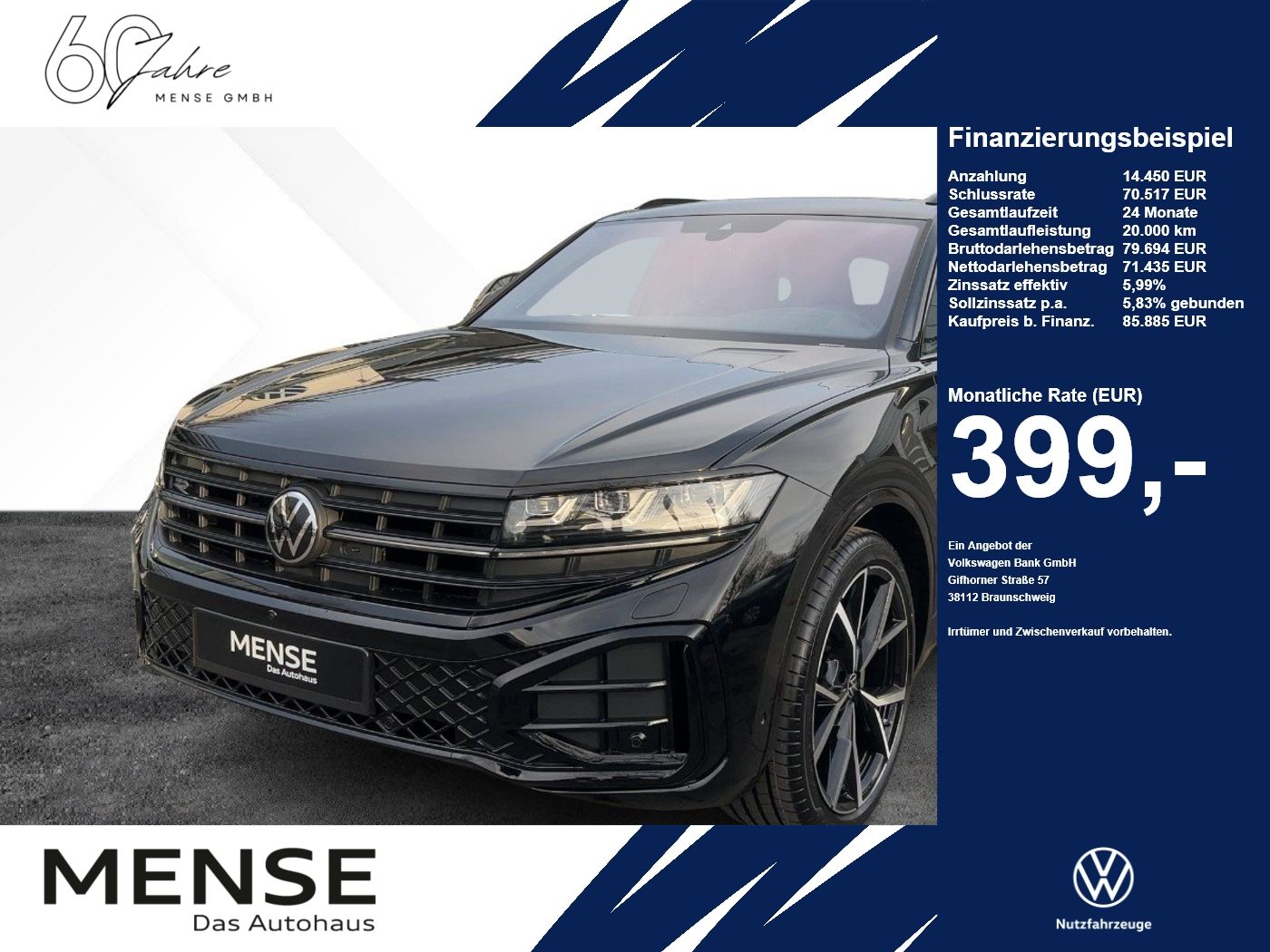 Fahrzeug autohaus mense Fahrzeugabbildung Volkswagen Touareg R-Line V6 TDI 4M BlackStyle Standhzg Luf - mit KI generiert/bearbeitet