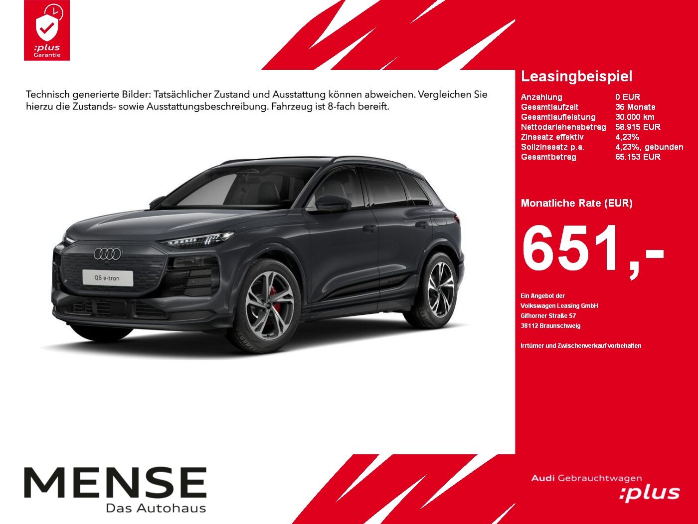 Fahrzeuge PKW autohaus mense Audi Q6 e-tron Tech plus B&O|AHK|HUD|Pano|Standhzg|AC
