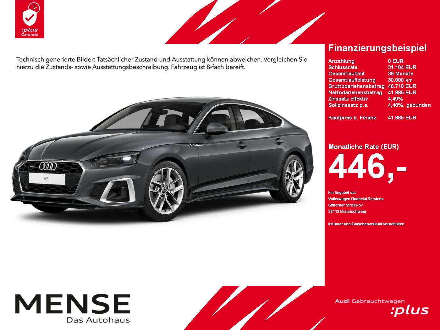 Fahrzeuge PKW autohaus mense Audi A5 Sportback 45 TFSI quattro S tronic S line bus