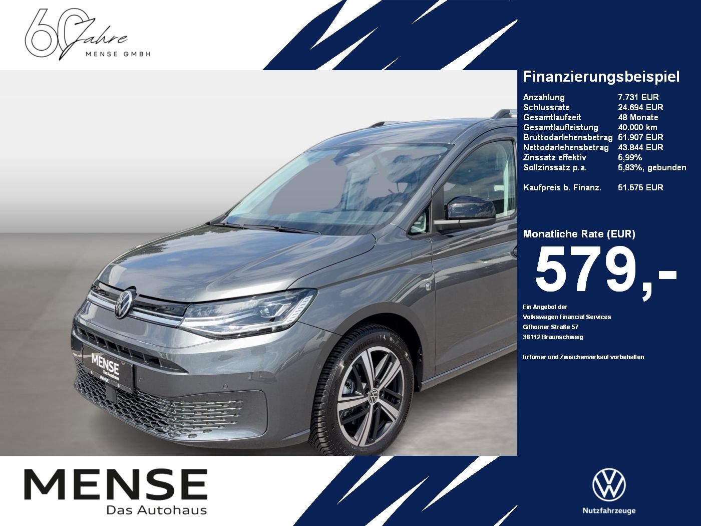 Fahrzeugabbildung Volkswagen Caddy Life ENERGY 5-Sitzer 2.0 l TDI EU6 90 kW G