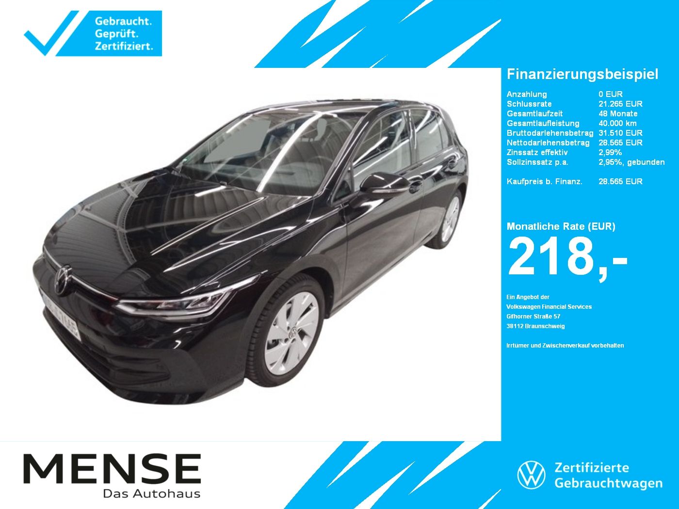 Fahrzeugabbildung Volkswagen Golf VIII 1.5 eTSI DSG Life CarPlay|HUD|ACC|LED