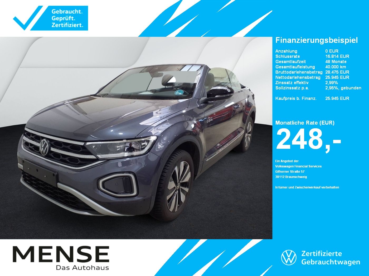 Fahrzeugabbildung Volkswagen T-Roc Cabriolet 1.0 TSI Style Goal CarPlay|ACC