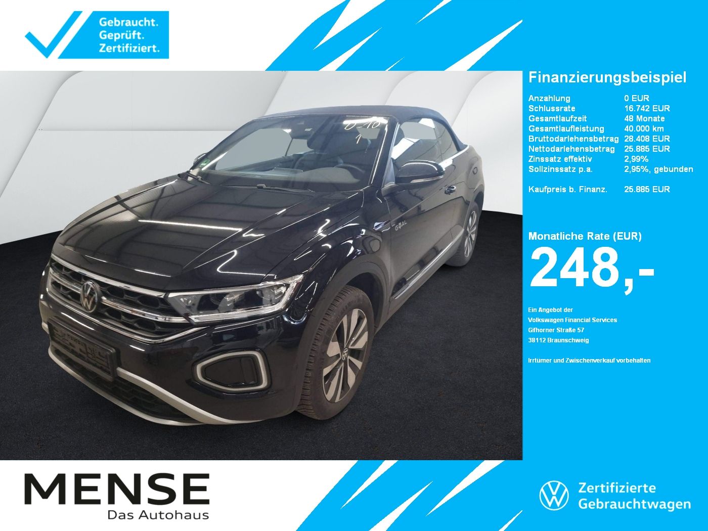 Fahrzeugabbildung Volkswagen T-Roc Cabriolet 1.0 TSI Style Goal CarPlay|ACC