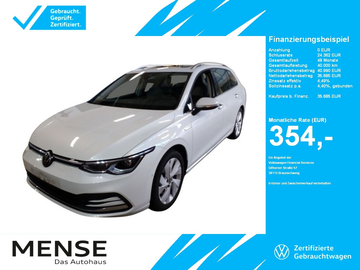 Fahrzeugabbildung Volkswagen Golf VIII Variant 2.0 TSI DSG 4-motion Style AHK