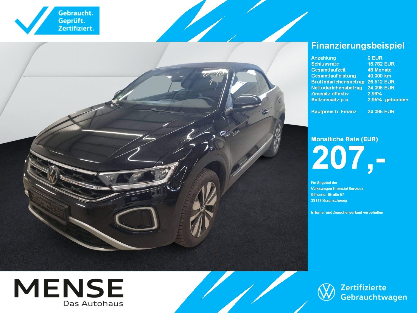 Fahrzeuge PKW autohaus mense Volkswagen T-Roc Cabriolet 1.0 TSI Style Goal CarPlay|ACC
