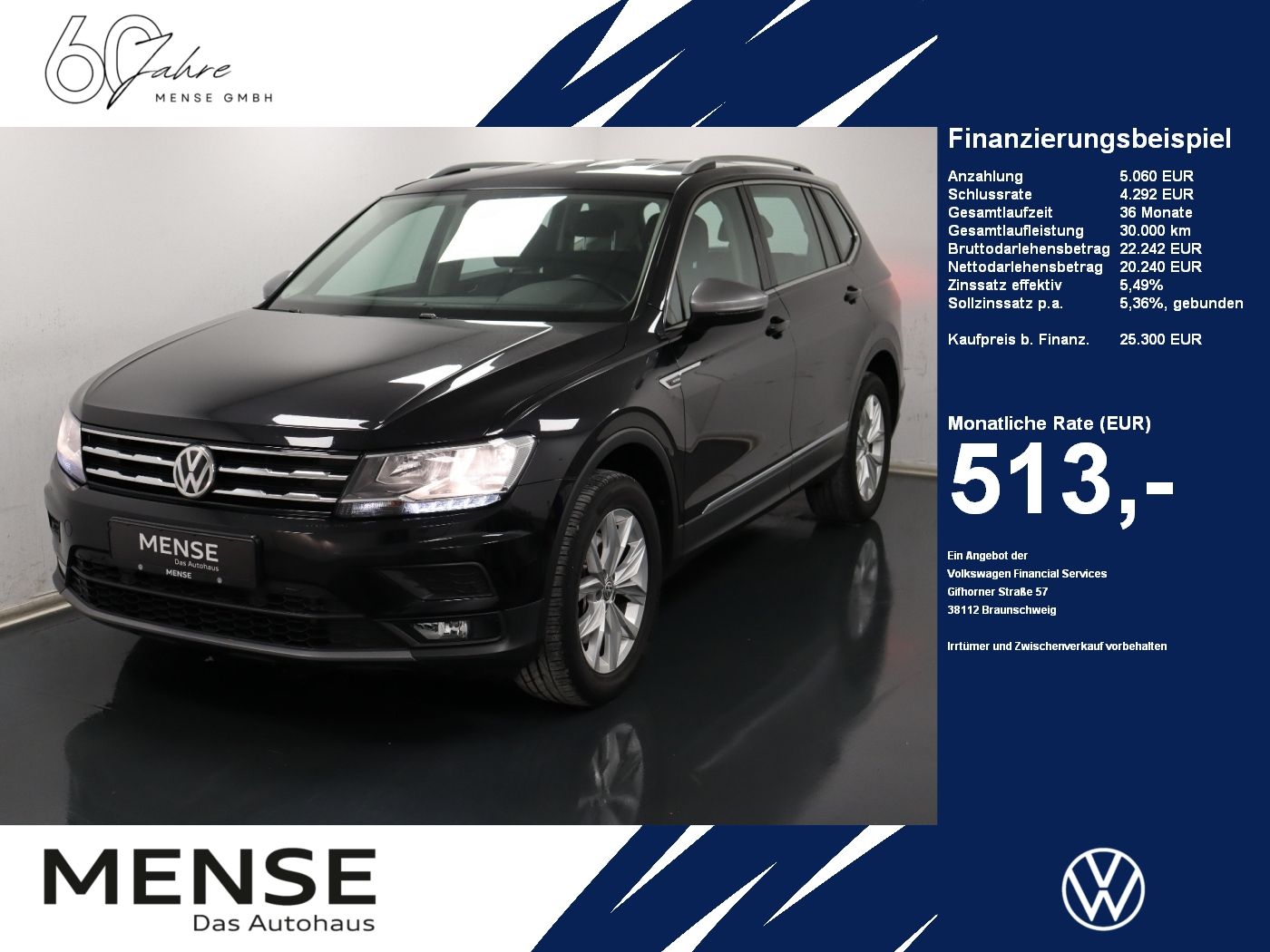 Fahrzeug autohaus mense Fahrzeugabbildung Volkswagen Tiguan Allspace 2.0 TDI 4 Motion DSG Comfortline