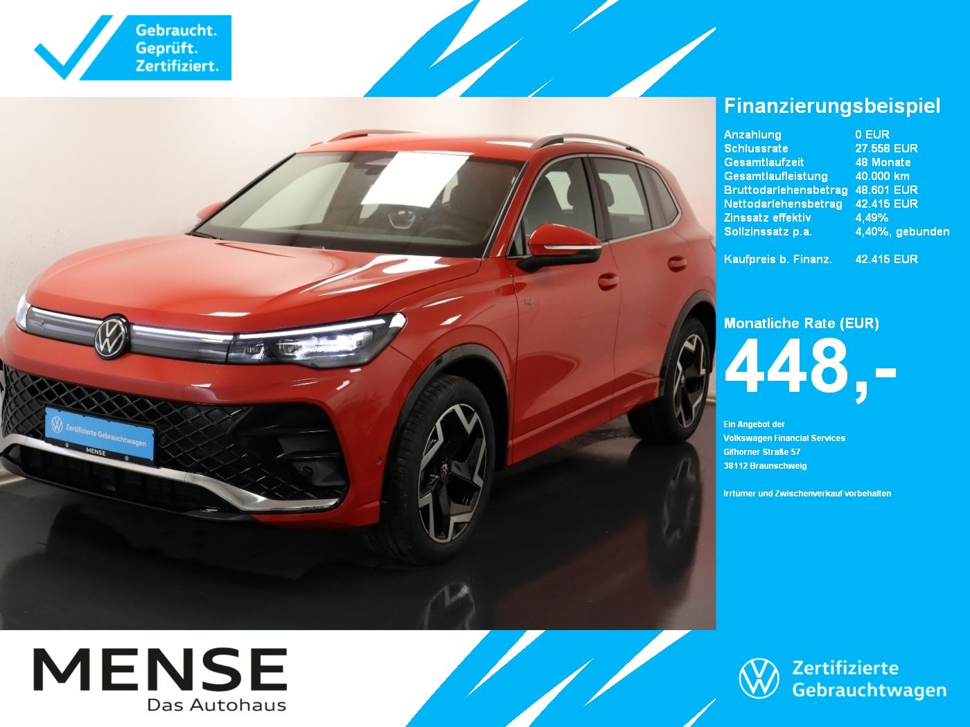 Fahrzeuge PKW autohaus mense Volkswagen Tiguan 2.0 TDI DSG R-Line AHK 4xSHZG