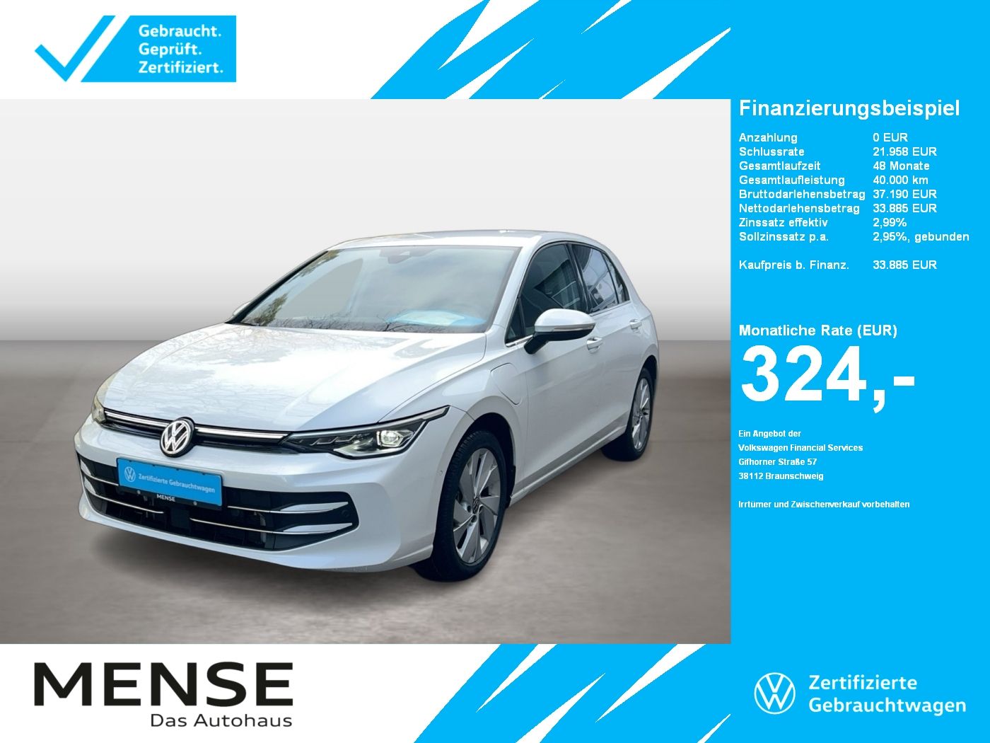 Fahrzeuge PKW autohaus mense Volkswagen Golf VIII 1.5 TSI eHybrid DSG Style