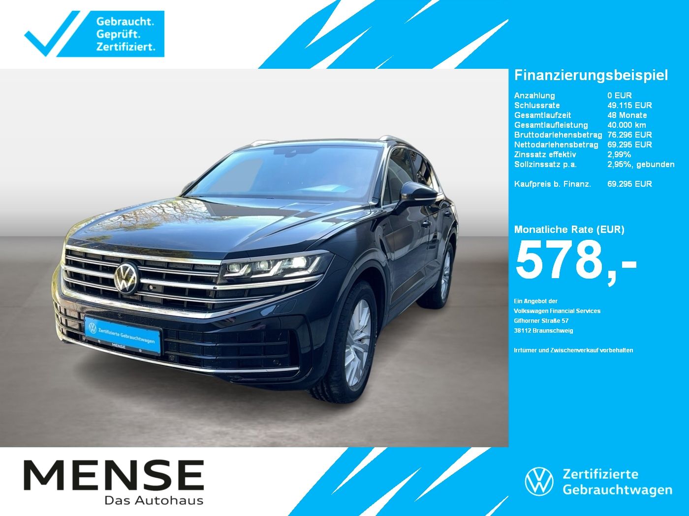 Fahrzeuge PKW autohaus mense Volkswagen Touareg 3.0 TDI 4Motion tiptronic Elegance AHK