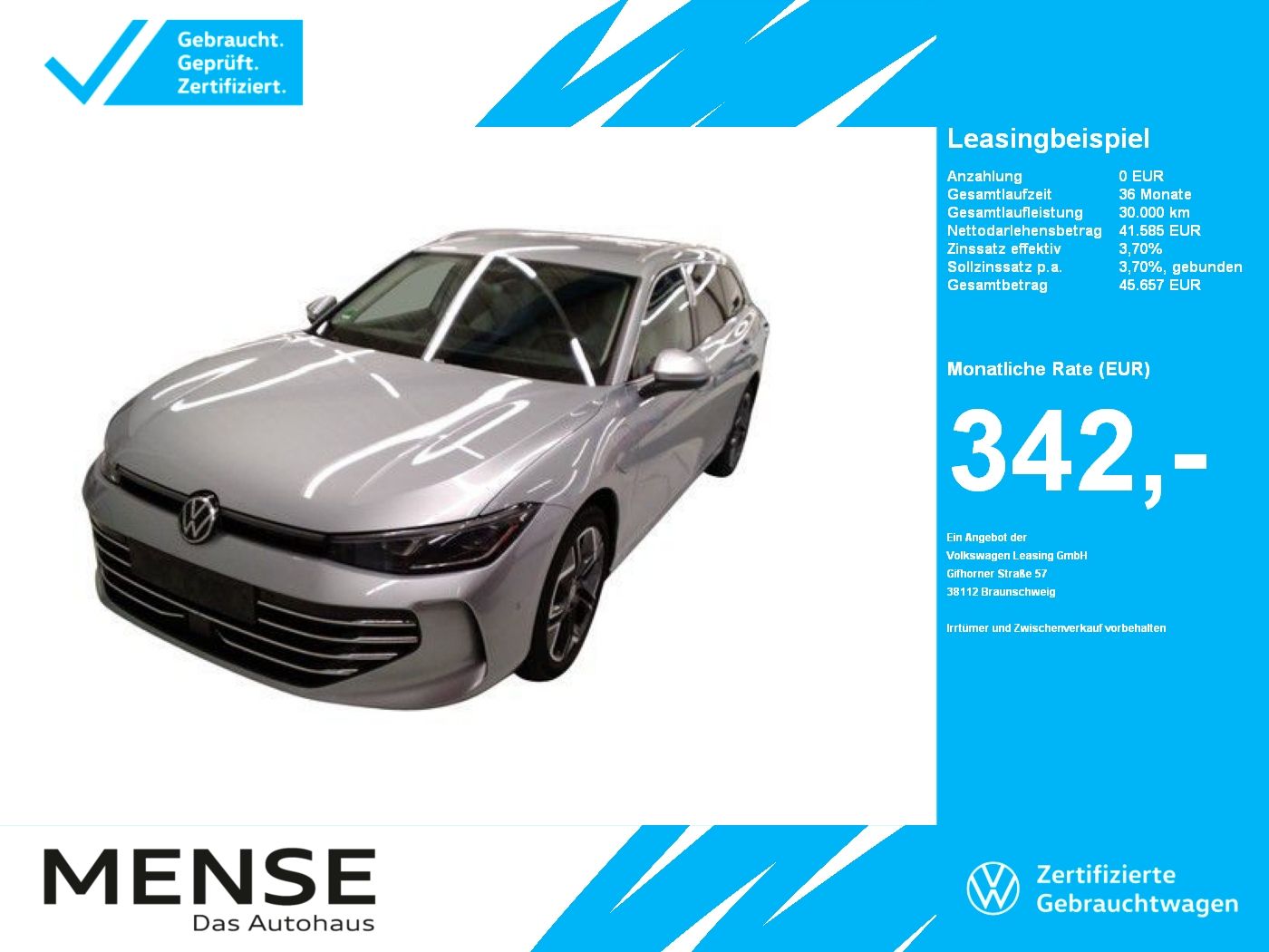 Fahrzeugabbildung Volkswagen Passat Variant 1.5 TSI eHybrid Sport DSG IQ.Ligh