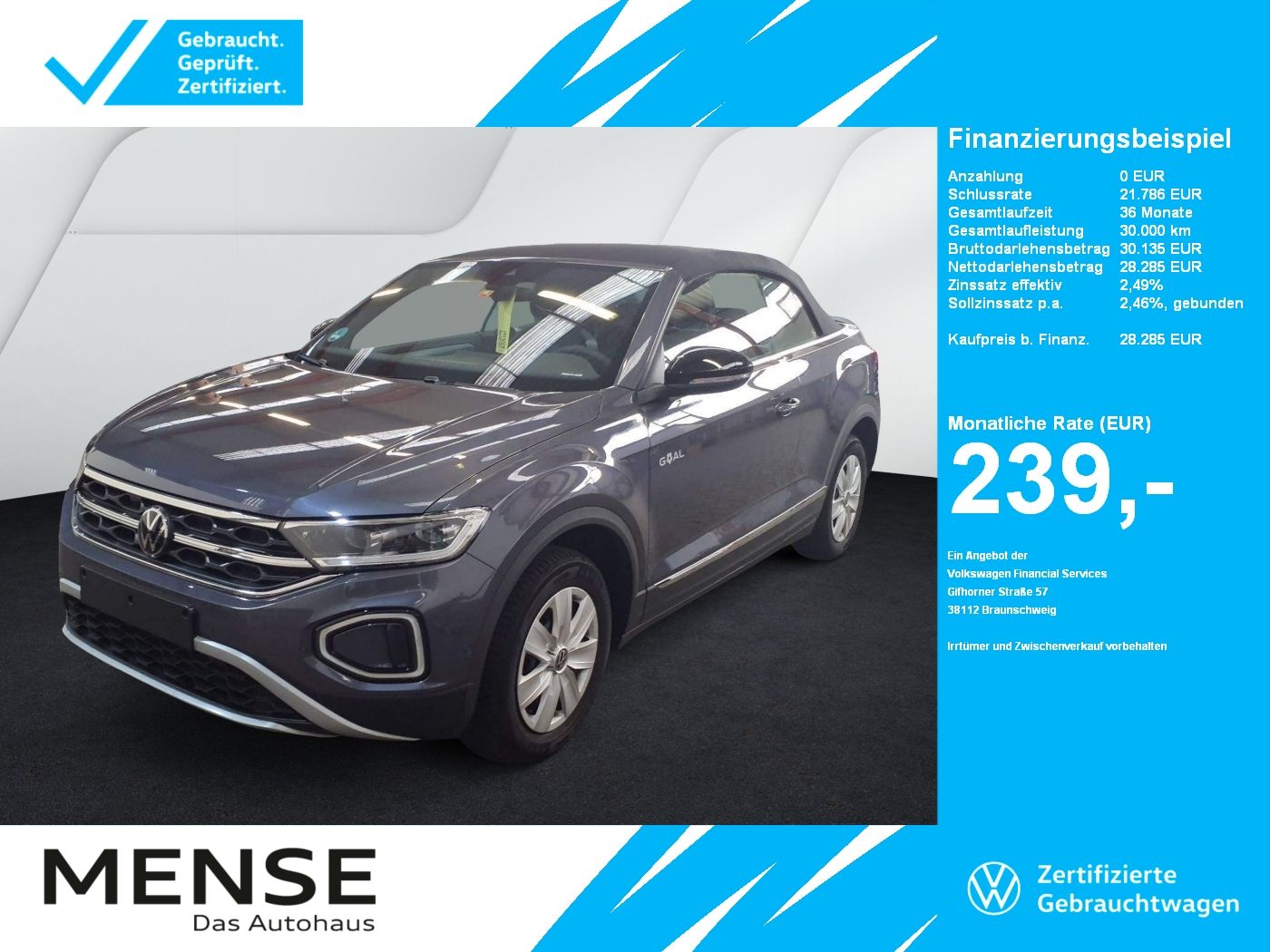 Fahrzeugabbildung Volkswagen T-Roc Cabriolet 1.5 TSI DSG Style Goal CarPlay