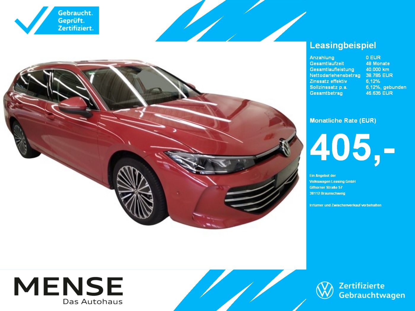 Fahrzeuge PKW autohaus mense Volkswagen Passat 1.5 TSI eHybrid DSG Elegance IQ.Light|Mat