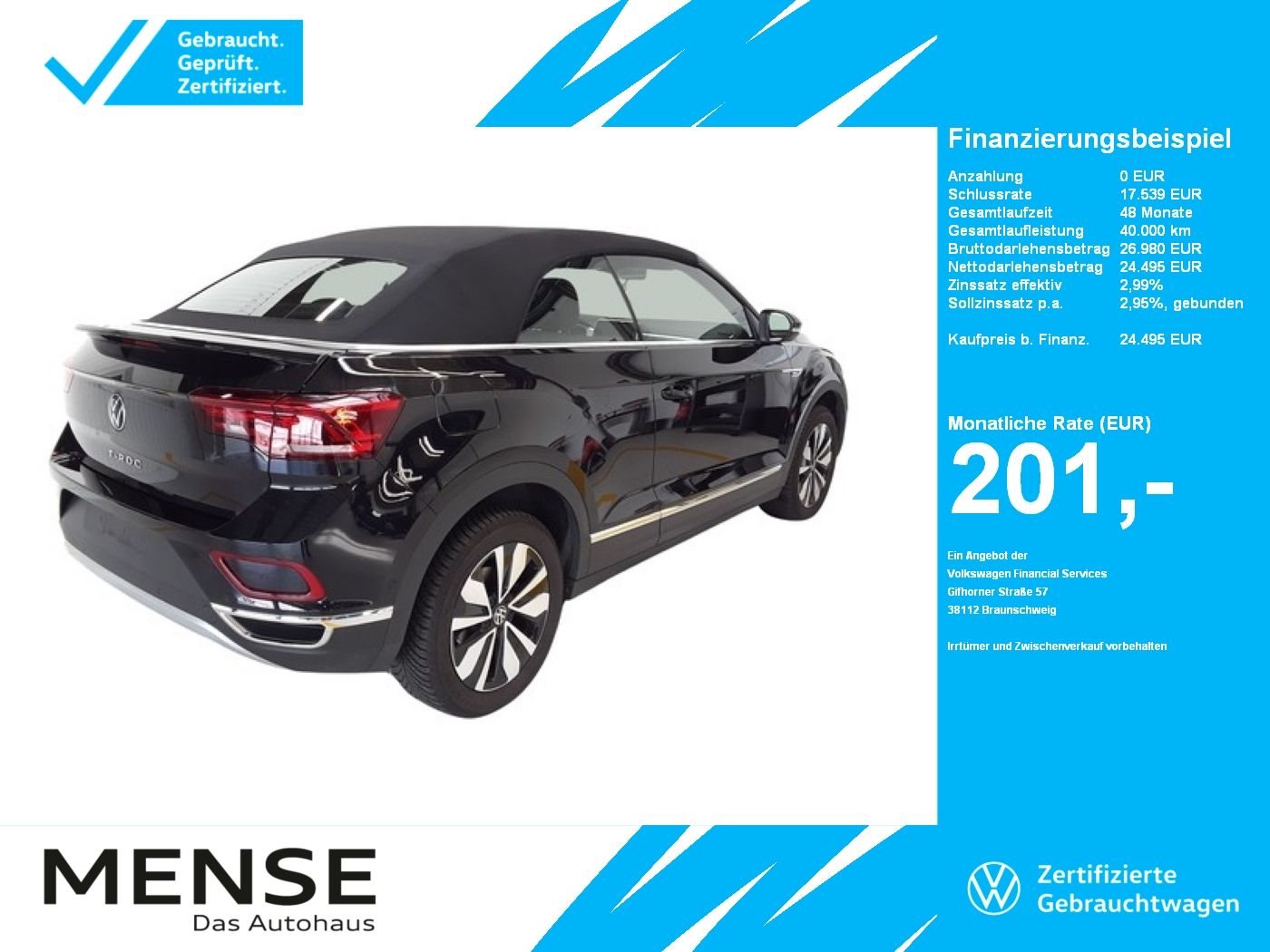 Fahrzeuge PKW autohaus mense Volkswagen T-Roc Cabriolet 1.0 TSI Style MOVE Beats|CarPlay