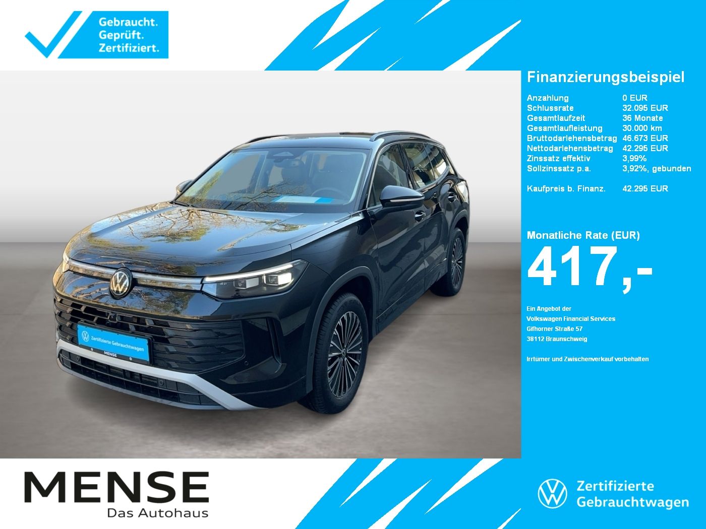 Fahrzeug autohaus mense Fahrzeugabbildung Volkswagen Tayron 2.0 TDI DSG 4Motion Life IQ.Light|Matrix