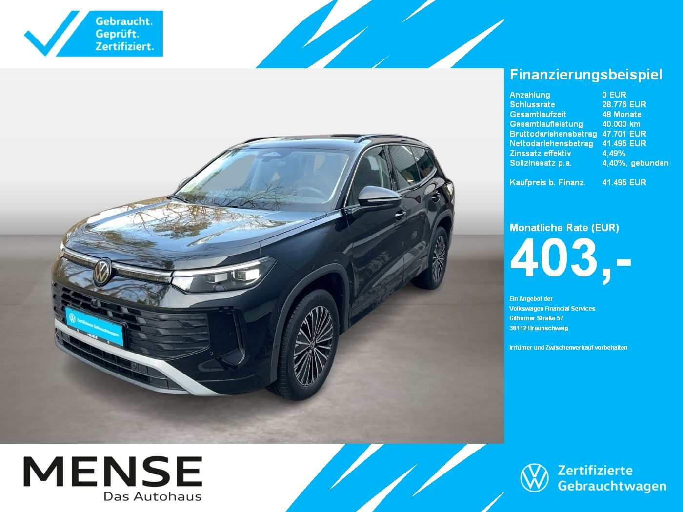 Fahrzeuge PKW autohaus mense Volkswagen Tayron 2.0 TDI DSG 4Motion Life AHK