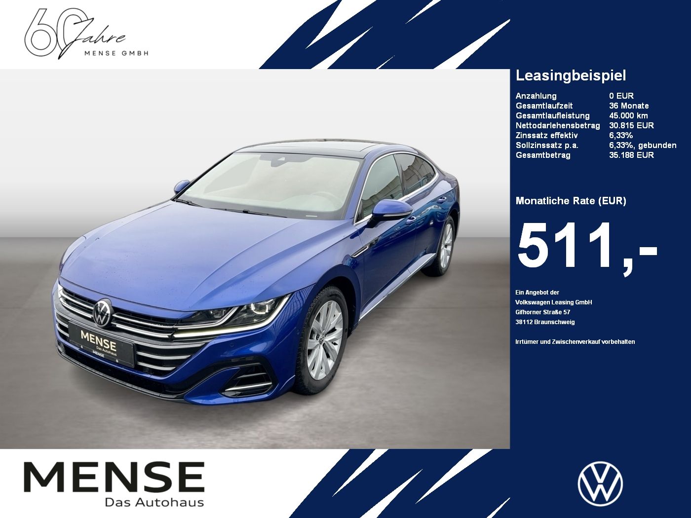 Fahrzeuge PKW autohaus mense Volkswagen Arteon 2.0 TDI DSG 4Motion R-Line CarPlay|AHK