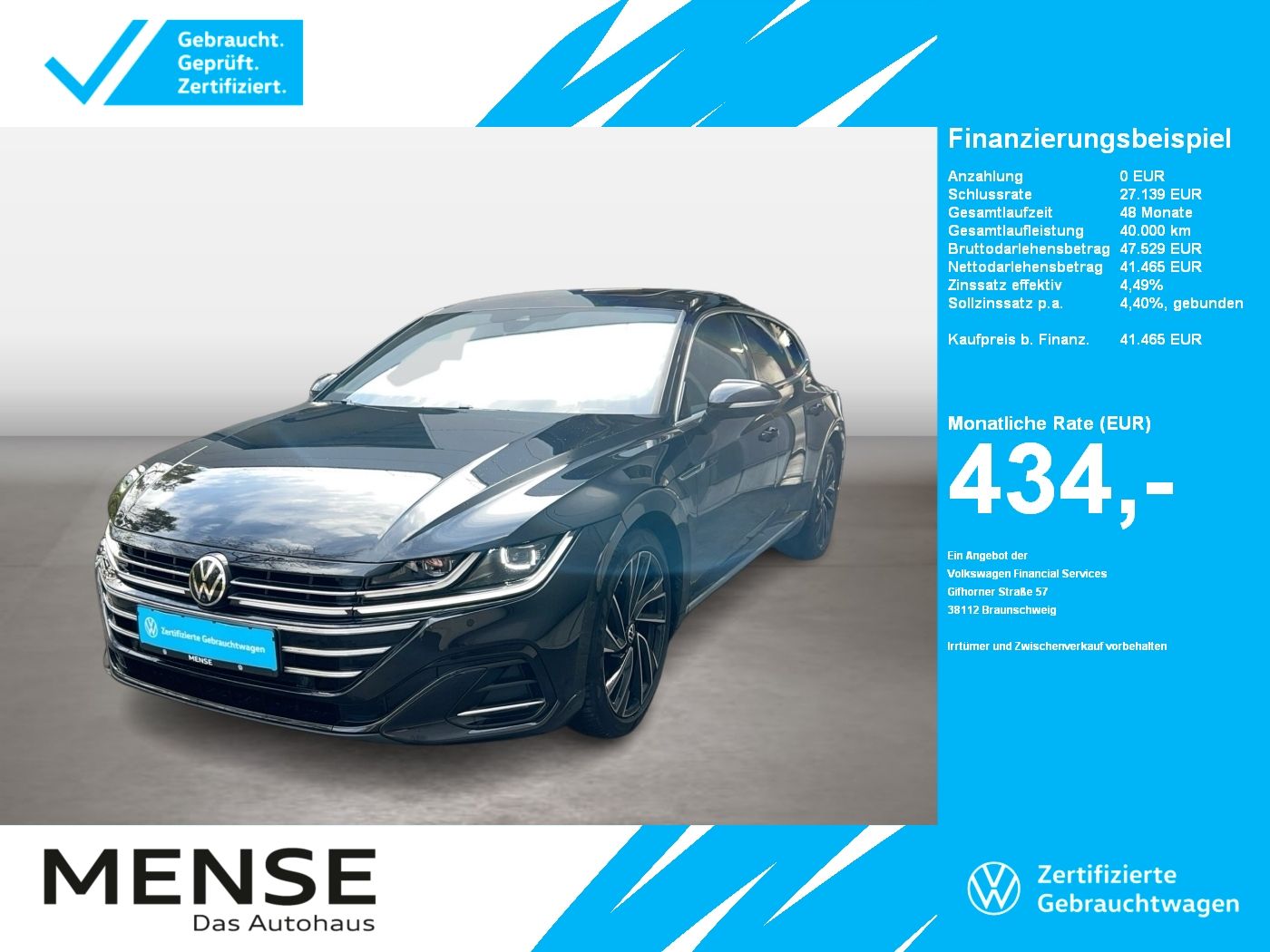 Fahrzeuge PKW autohaus mense Volkswagen Arteon Shootingbrake 2.0 TDI DSG 4Motion R-Line