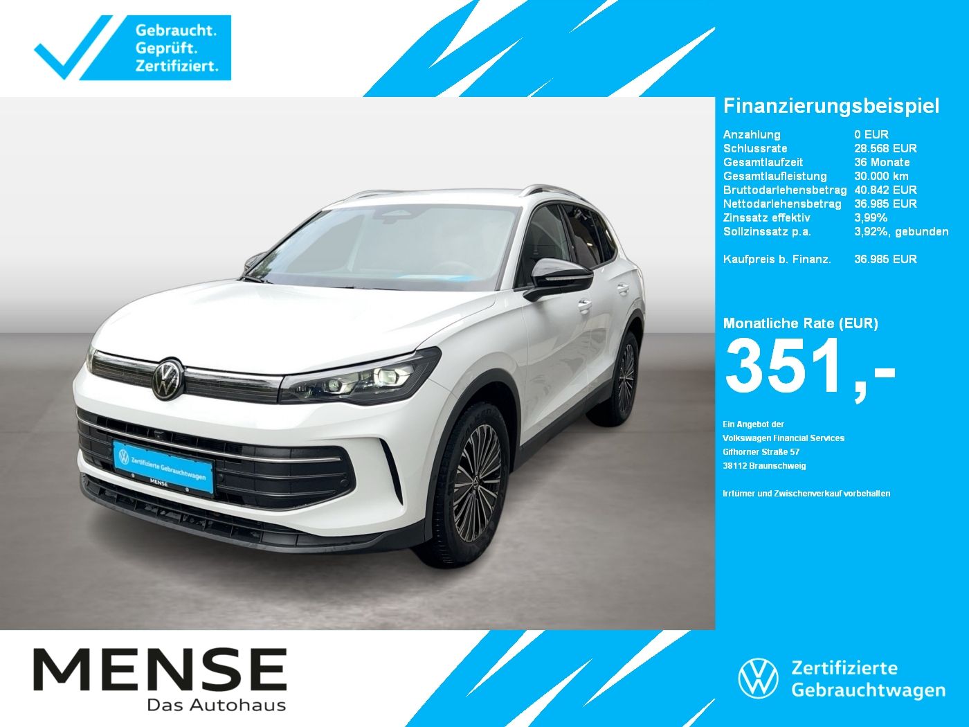 Fahrzeuge PKW autohaus mense Volkswagen Tiguan 2.0 TDI DSG Goal IQ.Light|Matrix|CarPlay