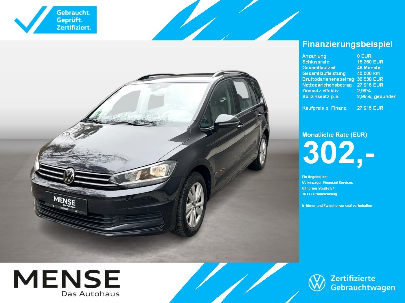 Fahrzeuge PKW autohaus mense Volkswagen Touran 1.5 TSI Comfortline 7-Sitzer CarPlay|ACC