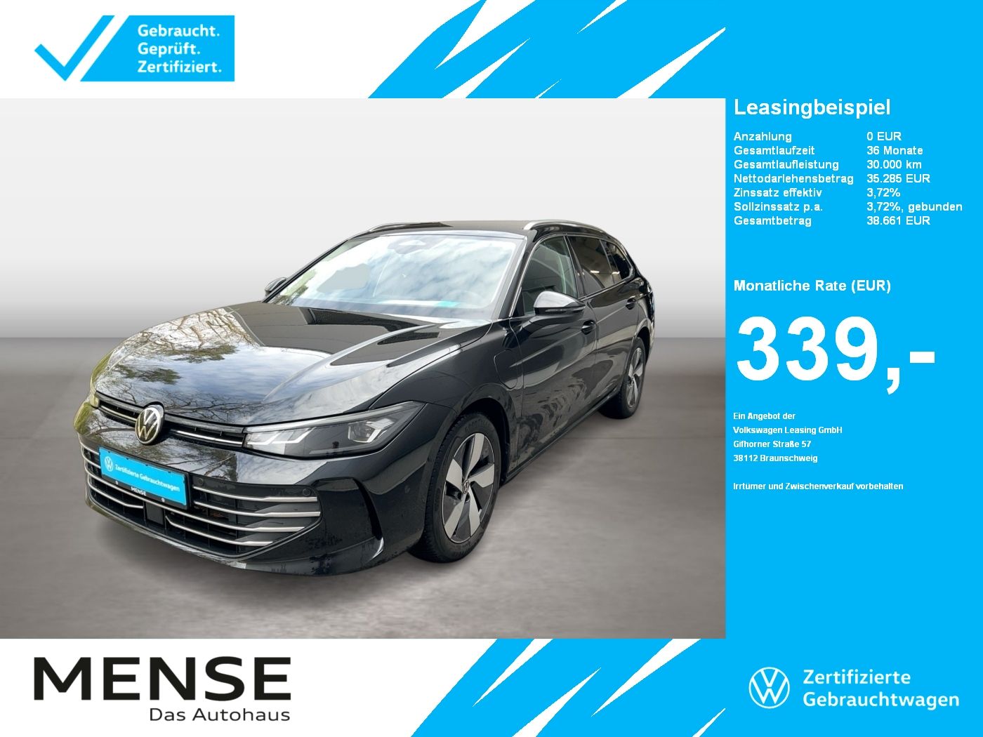 Fahrzeuge PKW autohaus mense Volkswagen Passat Variant 1.5 TSI eHybrid Business DSG CarP