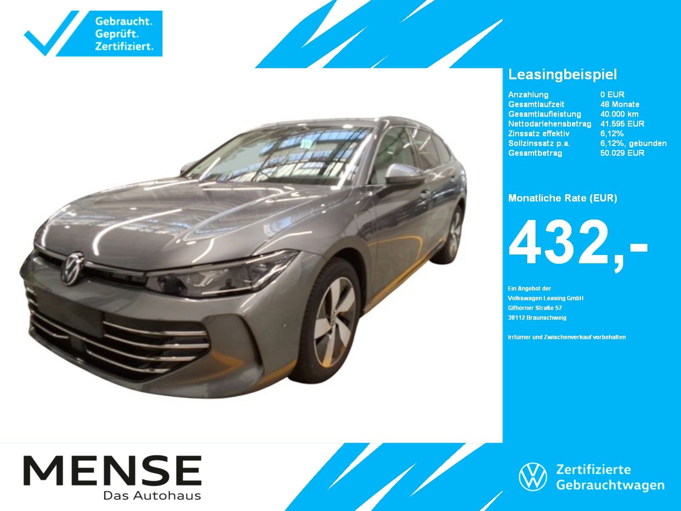Fahrzeuge PKW autohaus mense Volkswagen Passat Variant 1.5 TSI eHybrid Elegance IQ.Light