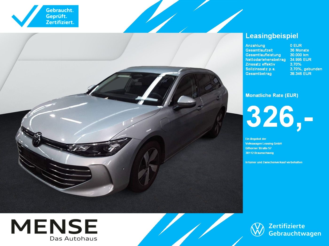 Fahrzeuge PKW autohaus mense Volkswagen Passat Variant 1.5 TSI eHybrid DSG Business CarP