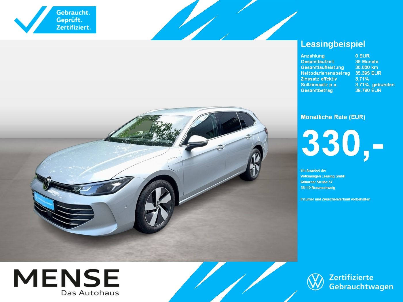 Fahrzeuge PKW autohaus mense Volkswagen Passat Variant 1.5 TSI eHybrid DSG Business CarP
